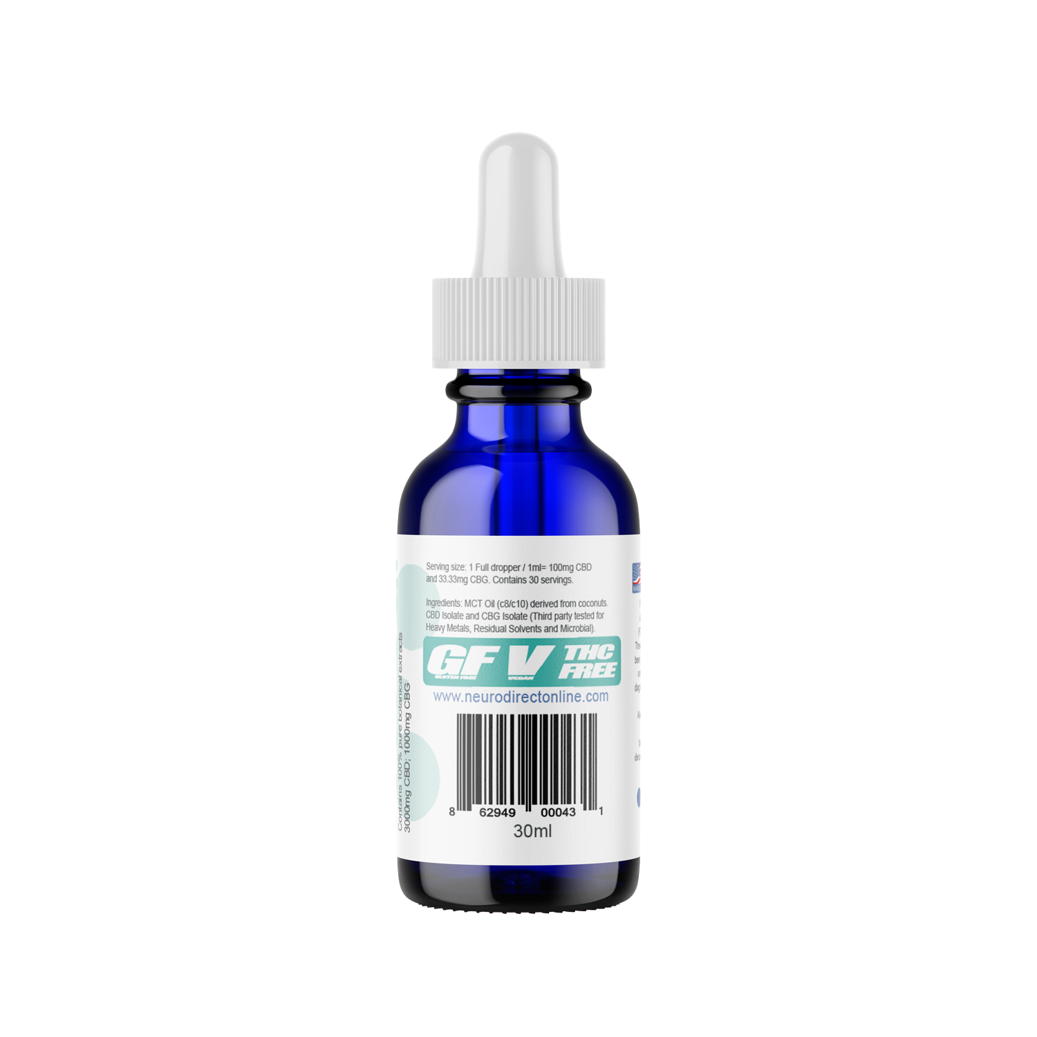 Kanavive Oil - 30ML - 3000MG CBD 1000 MG CBG/ Bottle - THC FREE - NeuroDirectOnline