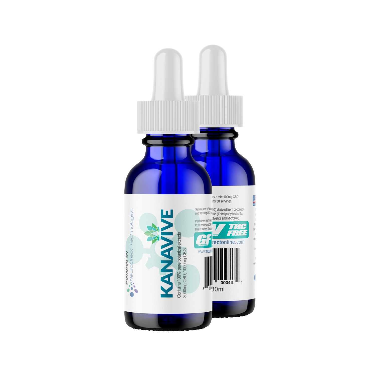 Kanavive Oil - 30ML - 3000MG CBD 1000 MG CBG/ Bottle - THC FREE - NeuroDirectOnline